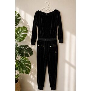 Juicy Couture‎ Velour Jumpsuit Gold Logo Y2K XS luxe lounge 2000s streetwear